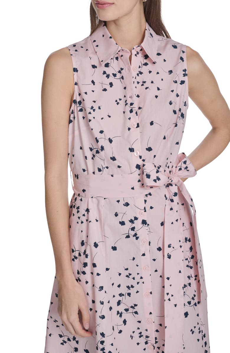 Calvin Klein Sleeveless Cotton Shirtdress, Alternate, color, Blossom / Indigo