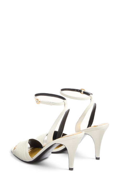 Valentino Ivory Goat Leather Stiletto Sandal With Striped Strap In Ivory