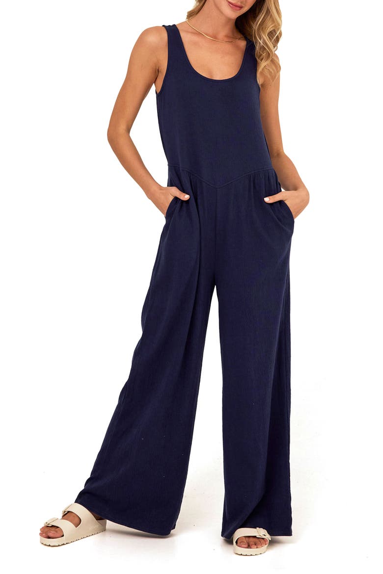 Eira Smocked Sleeveless Wide Leg Jumpsuit, Main, color, STARGAZER