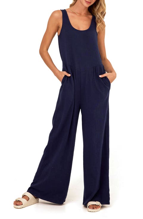 Eira Smocked Sleeveless Wide Leg Jumpsuit