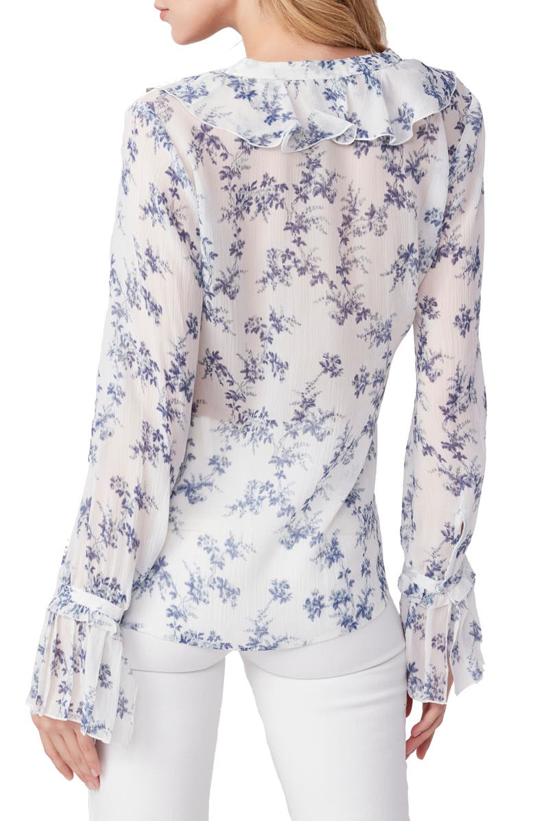 PAIGE Ginger Floral Print Ruffle Silk Blouse, Alternate, color, 