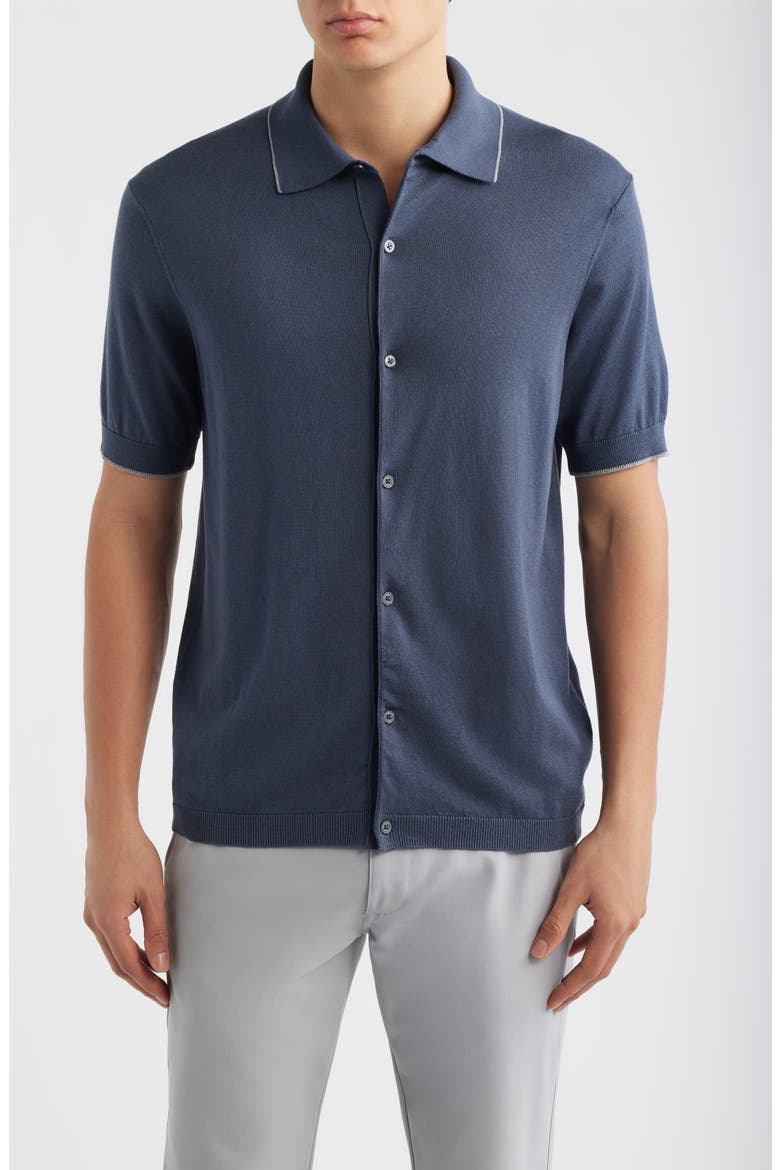 Harrison Knit Button-Up Shirt, Main, color, DARK BLUE