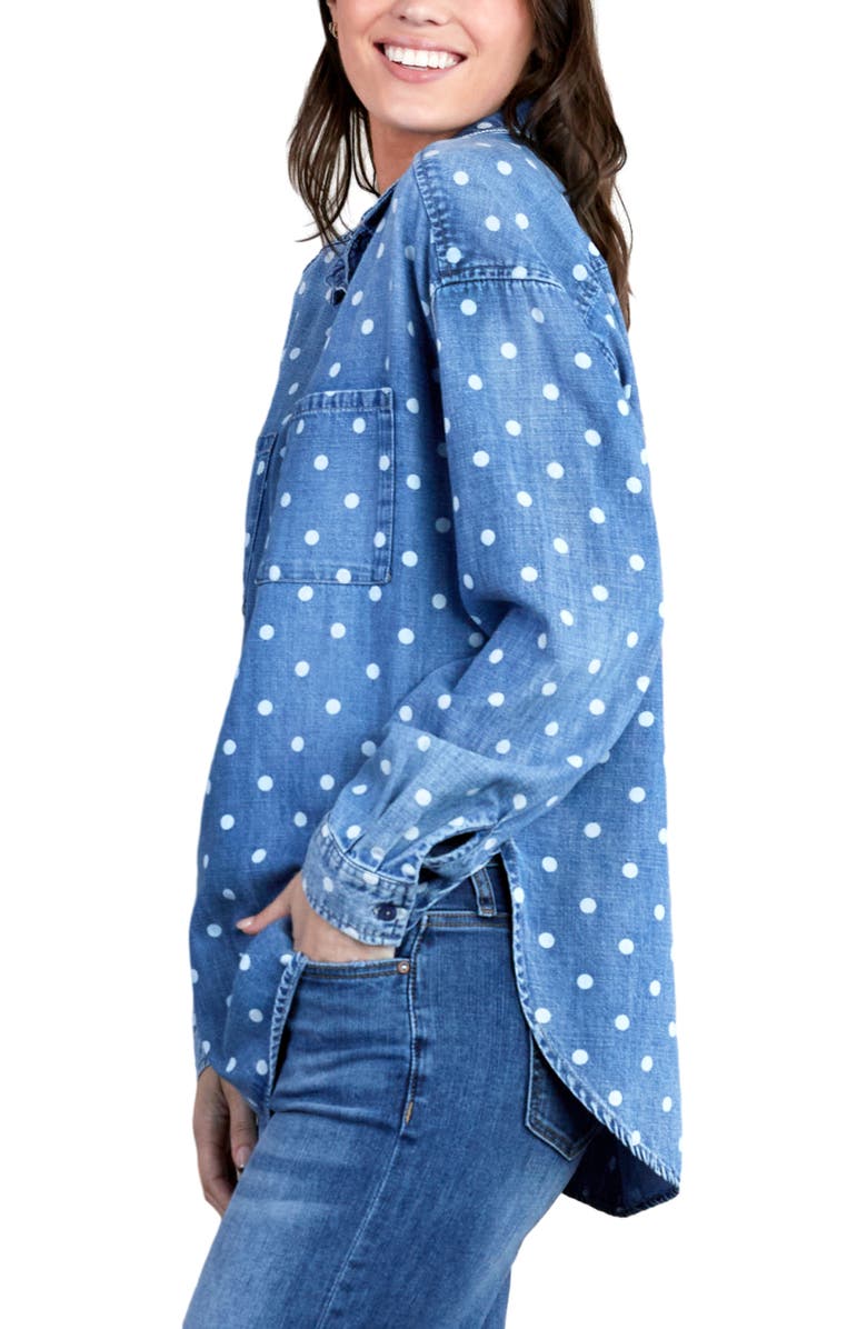 Billy T Dot Print Denim Popover Shirt, Alternate, color, Dots