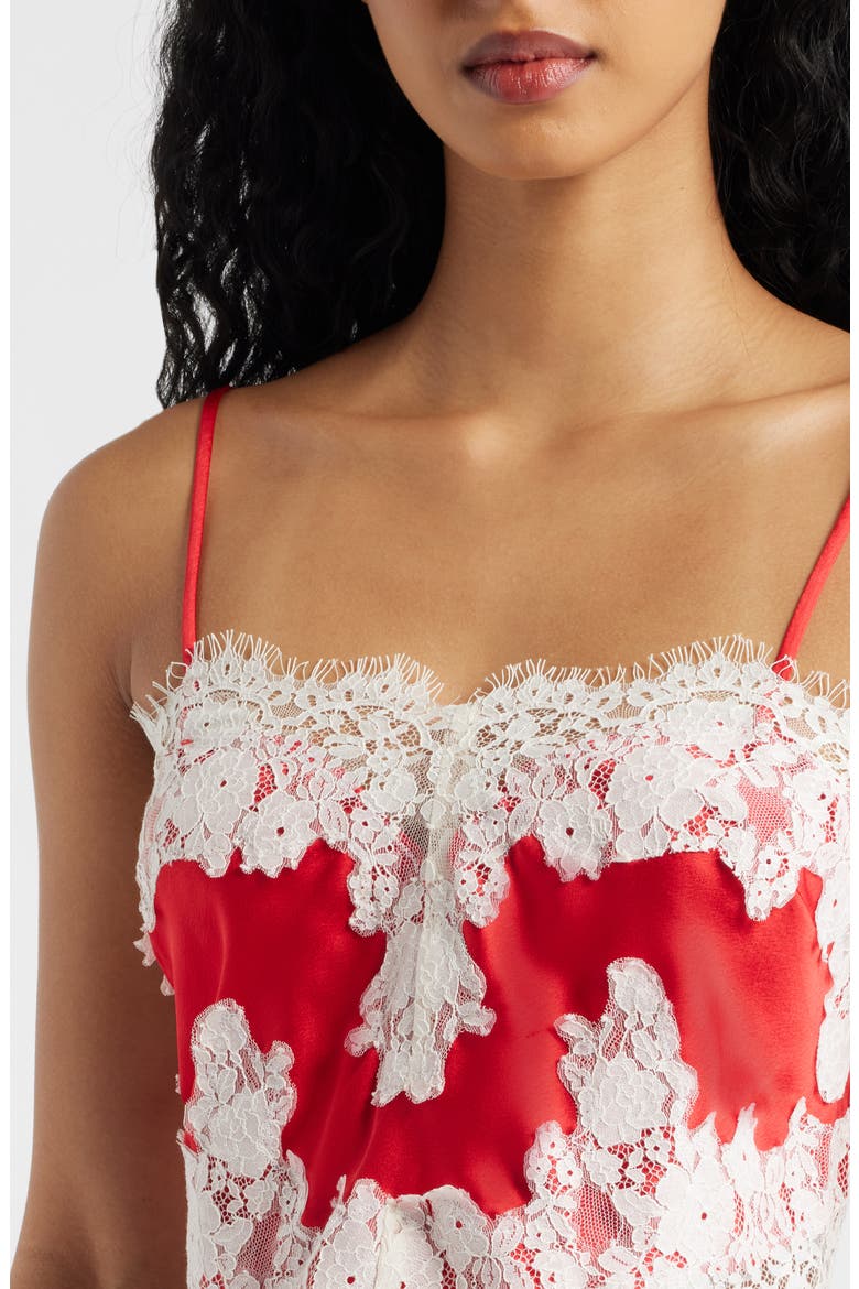 Eyelash Lace Satin Camisole, Alternate, color, POPPY RED