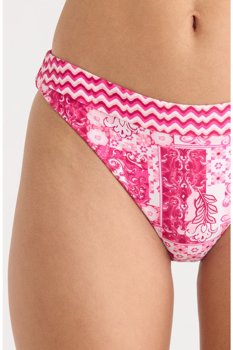 Isla Printed Hipster Bikini Bottoms, Alternate, color, RADIANT PINK COMBO