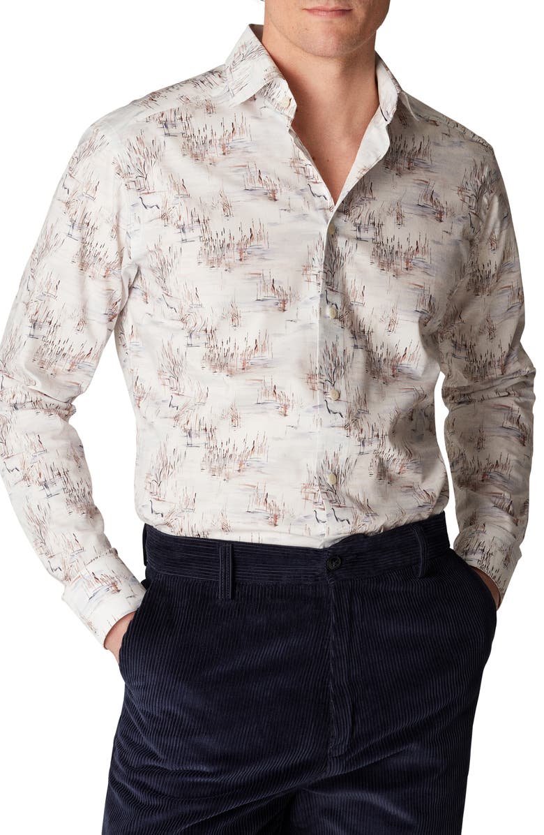 Eton Slim Fit Crane Print Shirt, Main, color,
