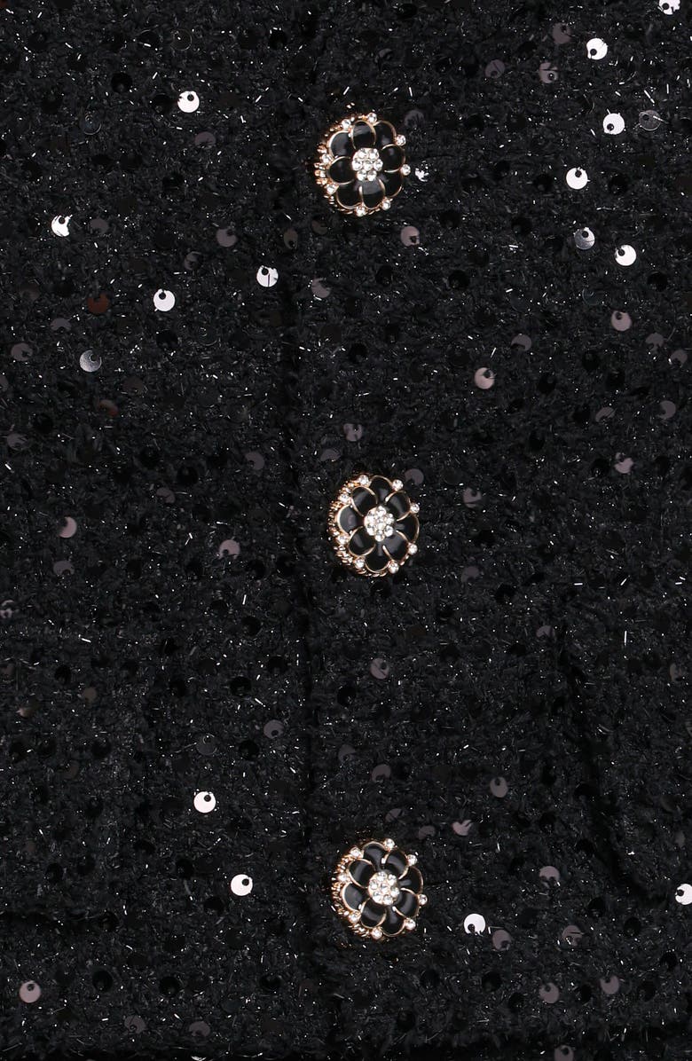 Petal & Pup Valentina Sequin Crop Blazer, Alternate, color, Black Sequin