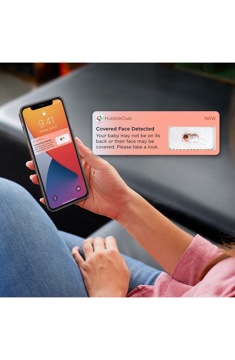 Hubble Connected Skyvision AI Pro Baby Monitor with Adjustable Crib Mount, Alternate, color, White