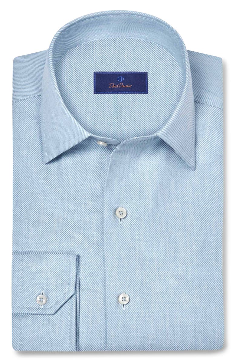 David Donahue Cotton & Cashmere Solid Sport Shirt, Main, color, Sky