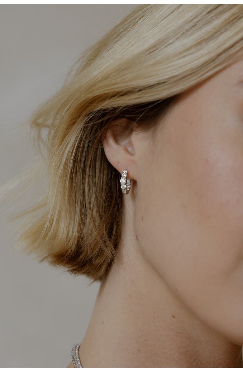 Untamed Petals Riviera Crystal Hoops, Alternate, color, Silver