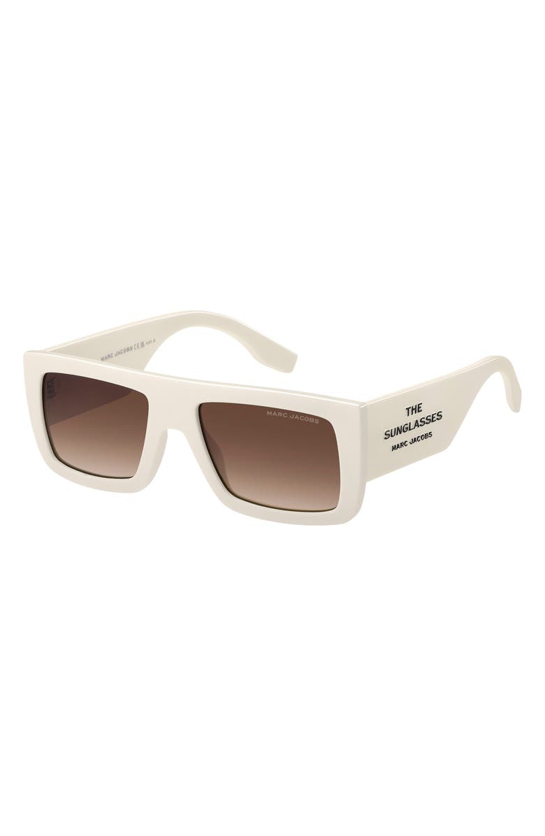 Marc Jacobs 53mm Gradient Rectangular Sunglasses, Alternate, color, Ivory/ Brown Sf