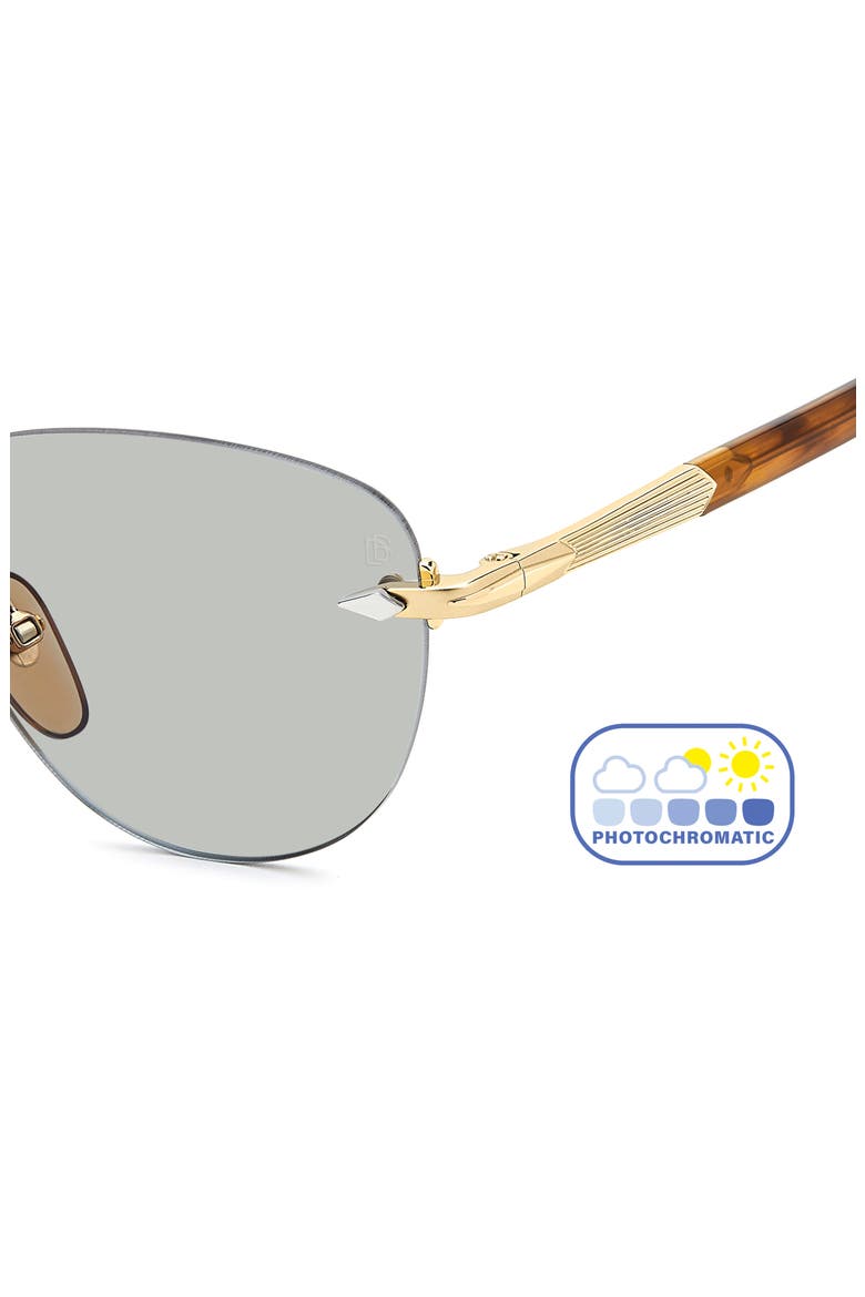 51mm Rimless Square Sunglasses, Alternate, color, GOLD BROWN HORN/ GRN FT AR