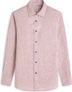 Bugatchi Karl Shaped Fit Gingham Check Linen Button-Up Shirt