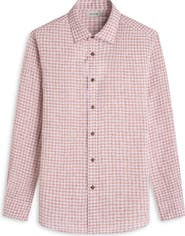Bugatchi Karl Shaped Fit Gingham Check Linen Button-Up Shirt