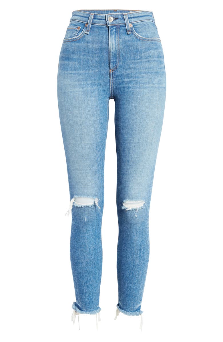 rag & bone Nina Ripped Fray Hem Ankle Skinny Jeans, Alternate, color, 