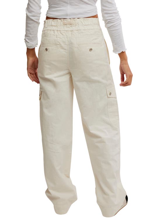 Shop Free People Park Ave Cotton Cargo Pants In Ivory