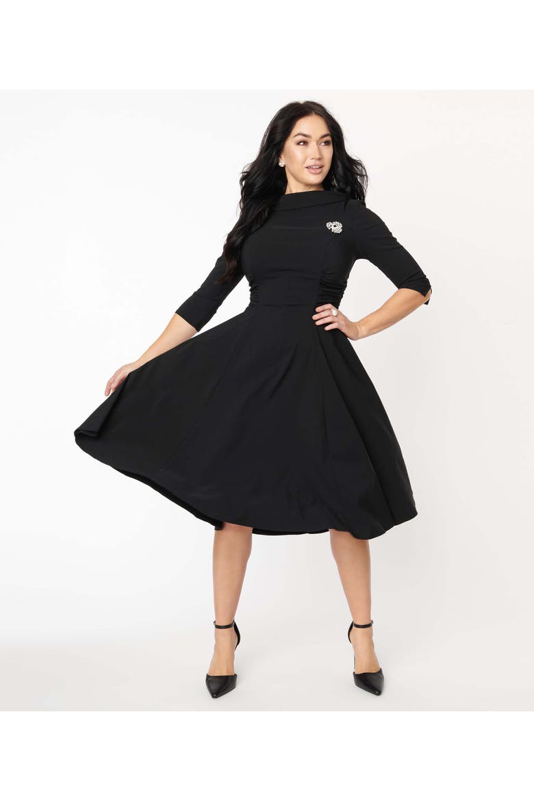 Nicola Swing Dress, Main, color, Black Accent