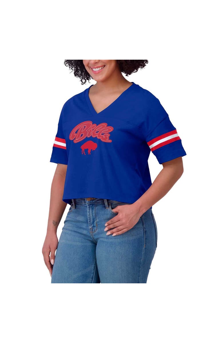 WEAR by Erin Andrews Women's WEAR by Erin Andrews Royal Buffalo Bills Plus Size Color Block Boxy V-Neck T-Shirt, Alternate, color, Royal