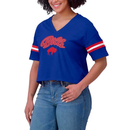 Wear By Erin Andrews Royal Buffalo Bills Plus Size Color Block Boxy V-neck T-shirt In Blue