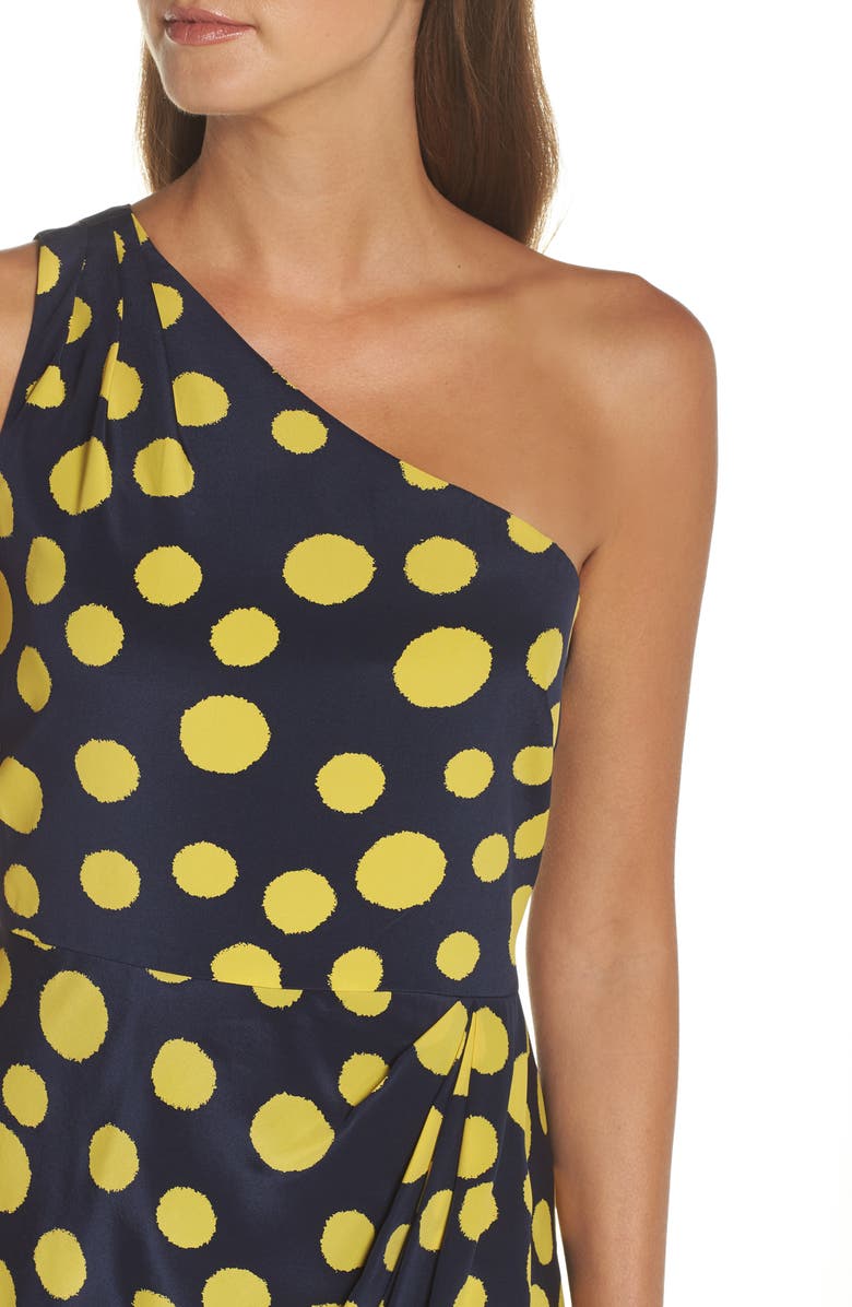 J.Crew Polka Dot One-Shoulder Silk Dress, Alternate, color, 