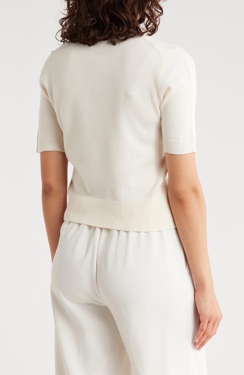 French Connection Button Trim Short Sleeve Sweater, Alternate, color, Cream