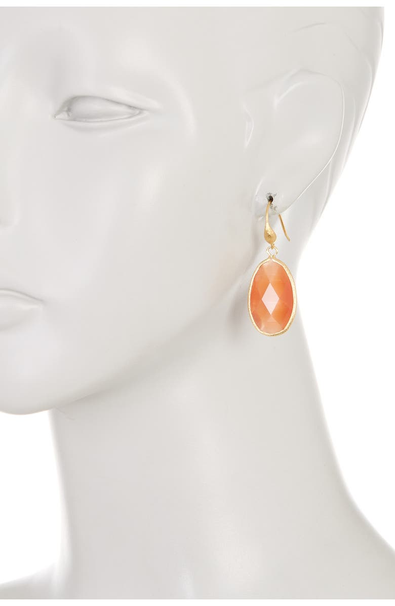 RIVKA FRIEDMAN 18K Gold Clad Faceted Peach Cat's Eye Drop Earrings, Alternate, color, 
