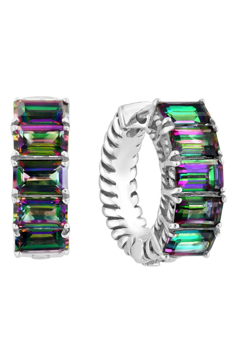 EFFY Sterling Silver Mystic Topaz Huggie Hoop Earrings, Main, color, 