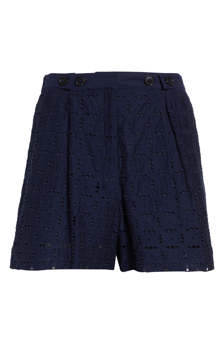 Derek Lam 10 Crosby Boswell Eyelet Lace Shorts, Alternate, color, Navy