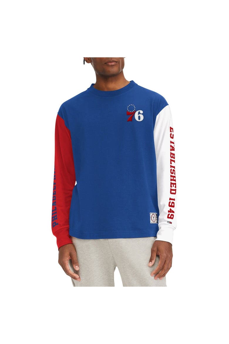 Men's Tommy Jeans Royal Philadelphia 76ers Richie Color Block Long Sleeve T-Shirt, Main, color, Royal