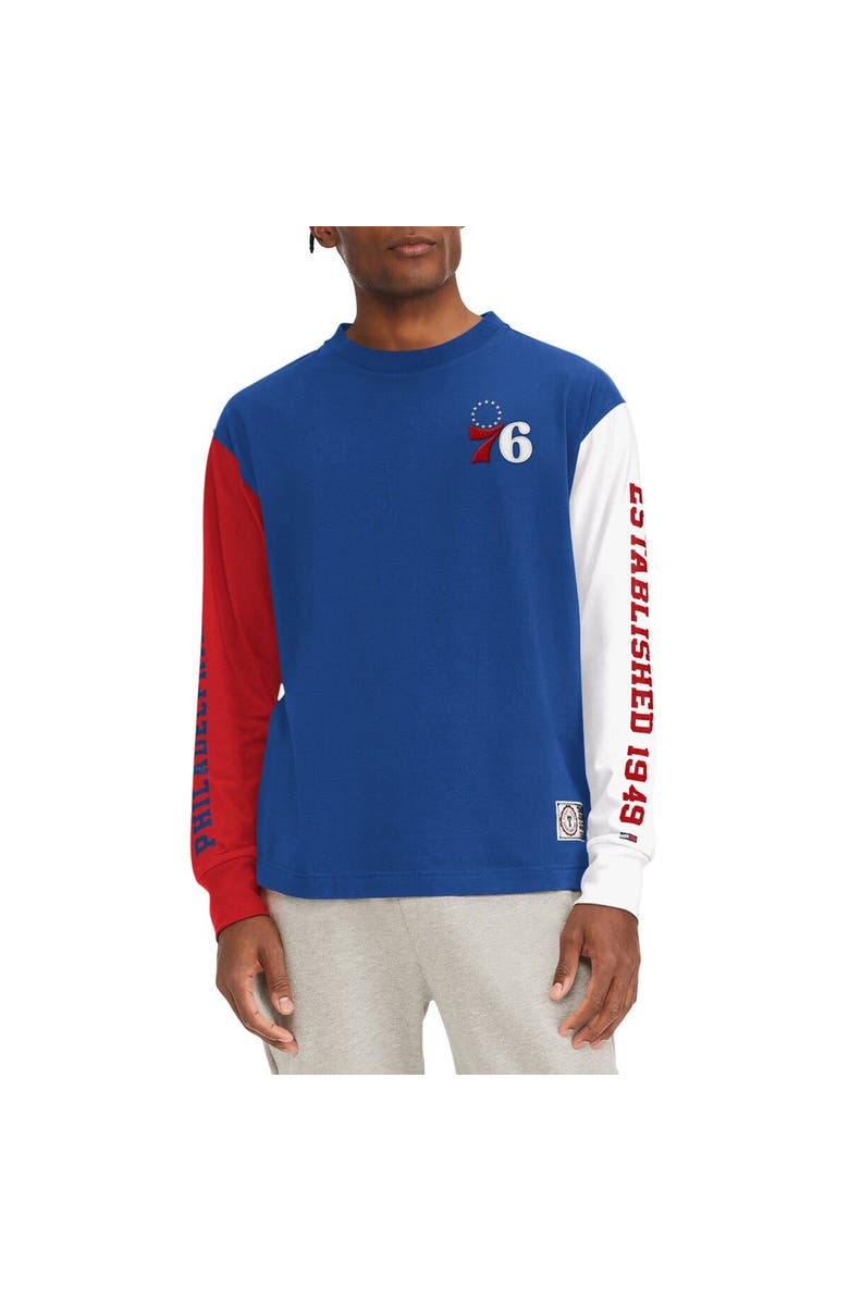 TOMMY JEANS Men's Tommy Jeans Royal Philadelphia 76ers Richie Color Block Long Sleeve T-Shirt, Main, color, Royal
