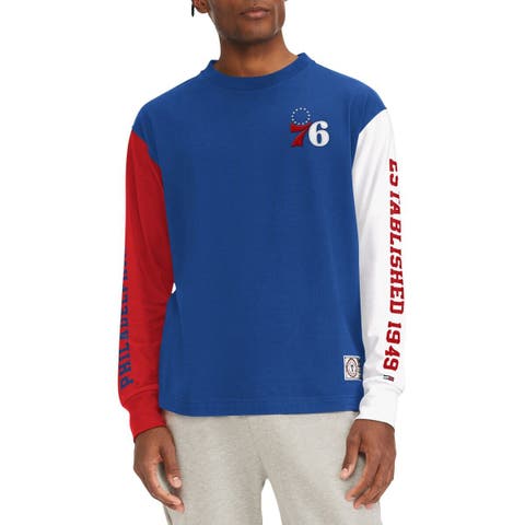 Men's Tommy Jeans Royal Philadelphia 76ers Richie Color Block Long Sleeve T-Shirt