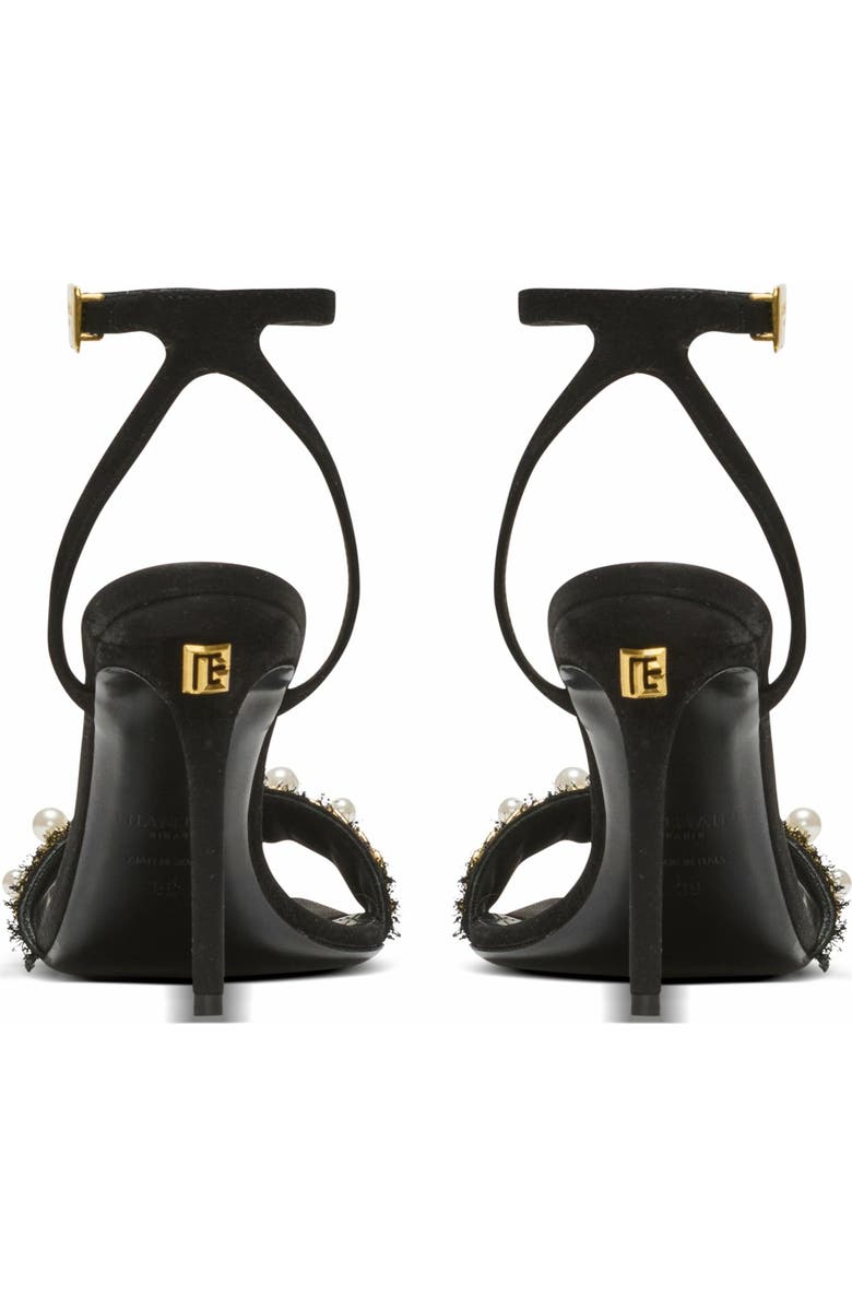 Balmain Pb Sandals In Suede Leather, Alternate, color, Black