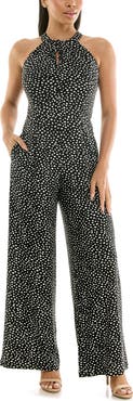 Nina Leonard Twisted Halter Neck Jumpsuit