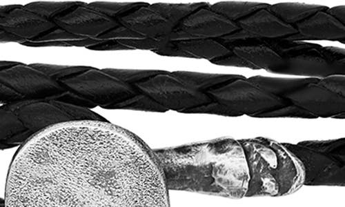John Varvatos Rivet Sterling Silver Woven Leather Wrap Bracelet In Silver