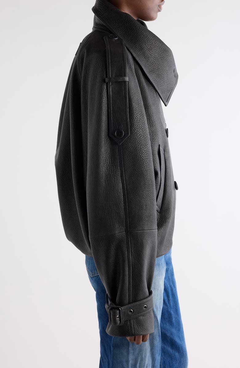 Acne Studios Laris Leather Crop Trench Coat, Alternate, color, 