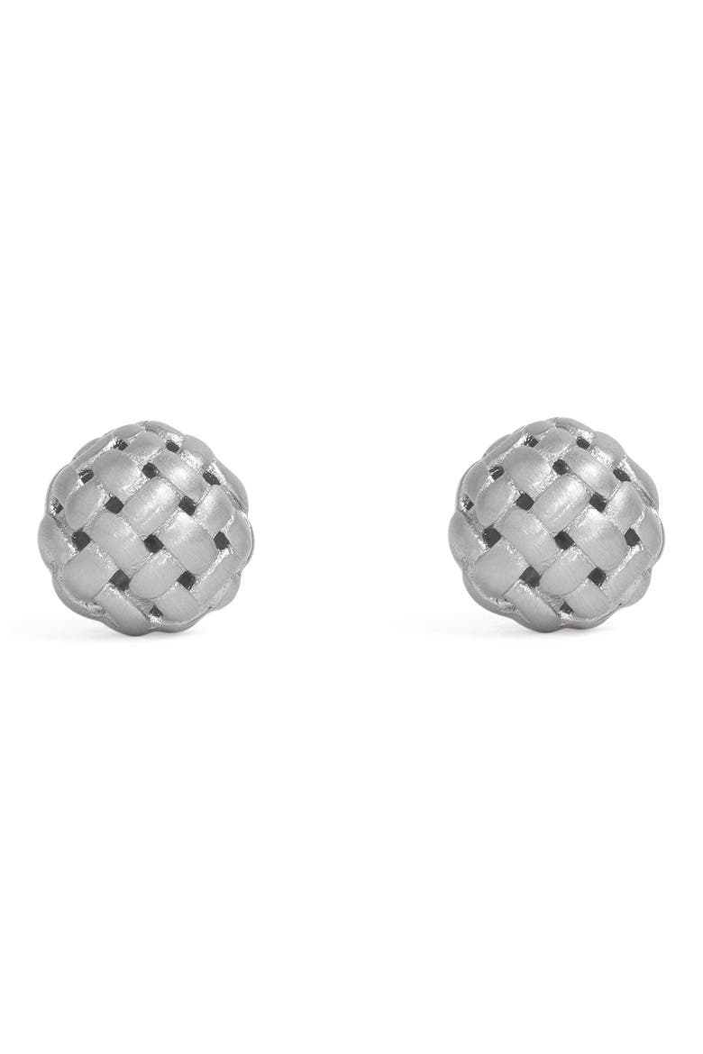 Weave Ball Stud Earrings, Alternate, color, SILVER