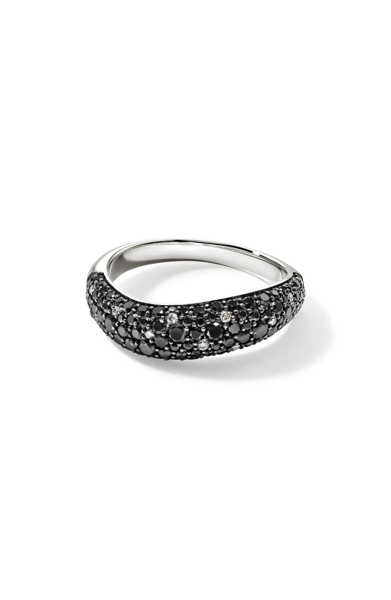 John Hardy Surf Ring, Sterling Silver, Black Sand Diamond Pavé, 5.7mm, Alternate, color, 