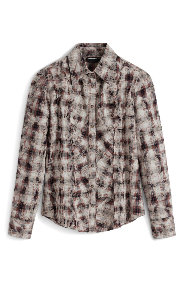 Desigual Long Sleeve Button-Up Shirt, Alternate, color, Brown