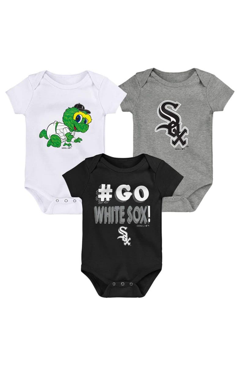 Outerstuff Infant Black/White/Gray Chicago White Sox Born To Win 3-Pack Bodysuit Set, Main, color, Black