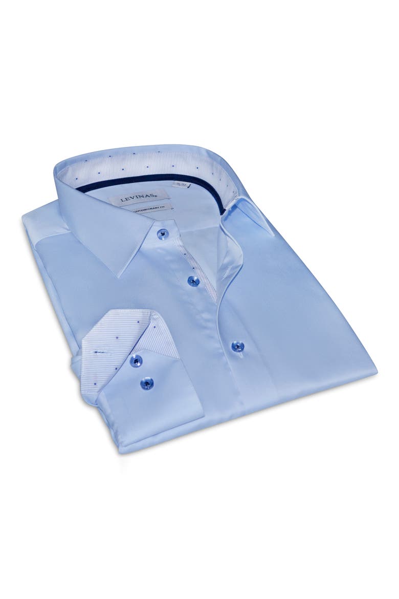 Contemporary Fit Solid Cotton Dress Shirt, Main, color, LIGHT BLUE