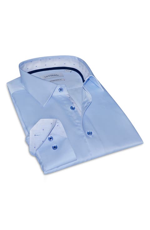 Contemporary Fit Solid Cotton Dress Shirt
