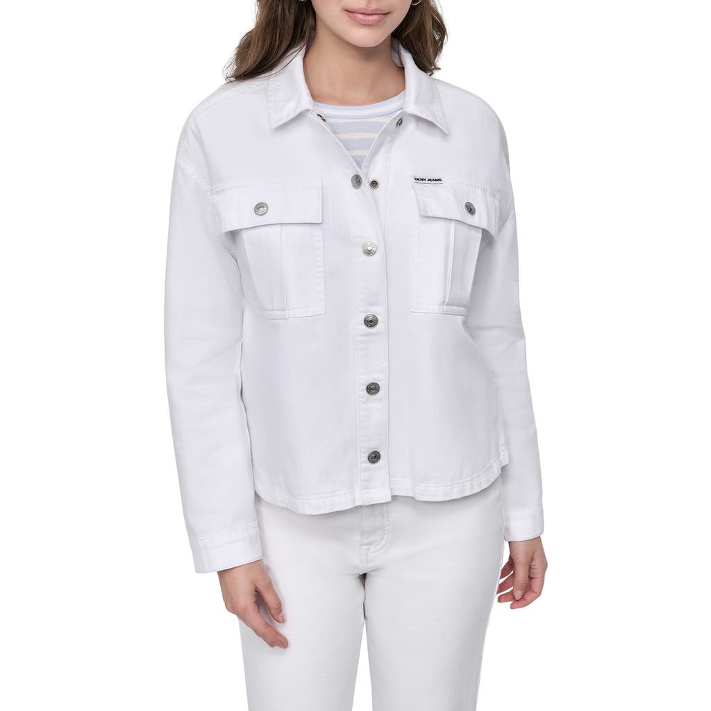 Dkny Jeans Utility Denim Shacket In White