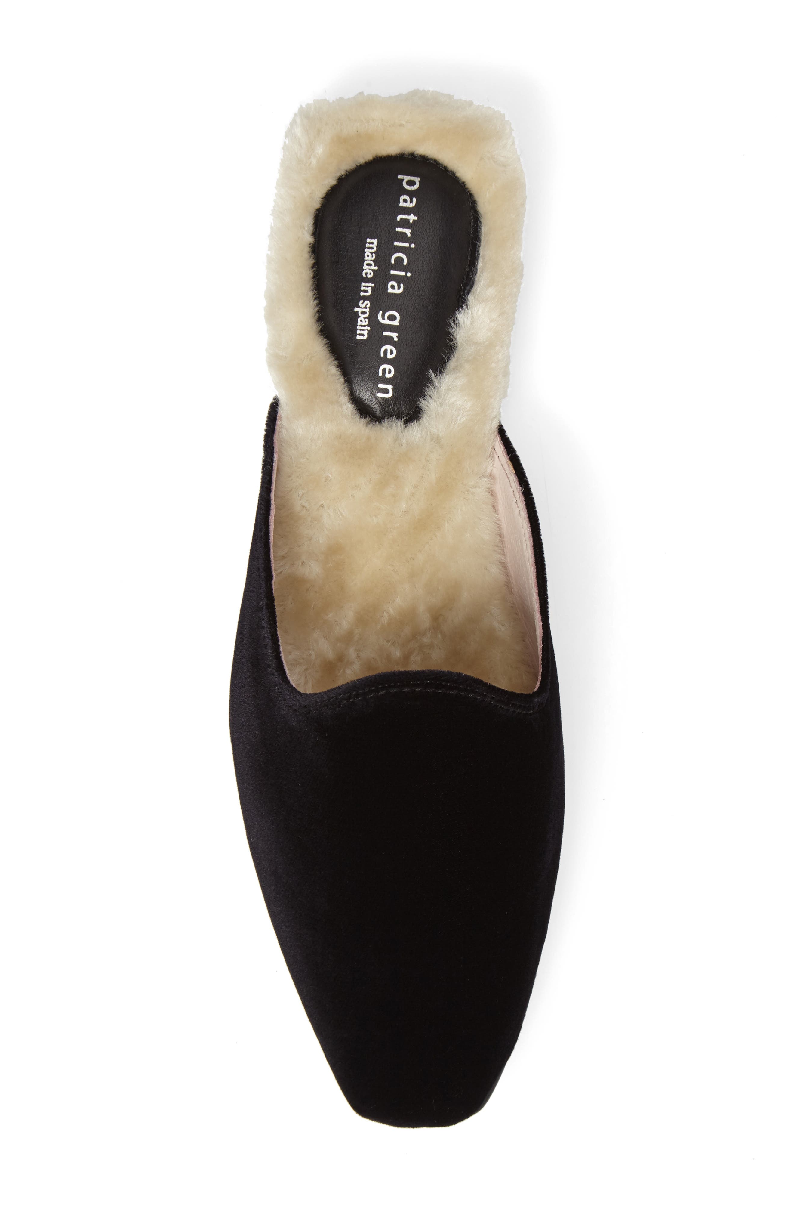 Velvet Mule with Faux Fur Lining, Alternate, color, BLACK VELVET FABRIC