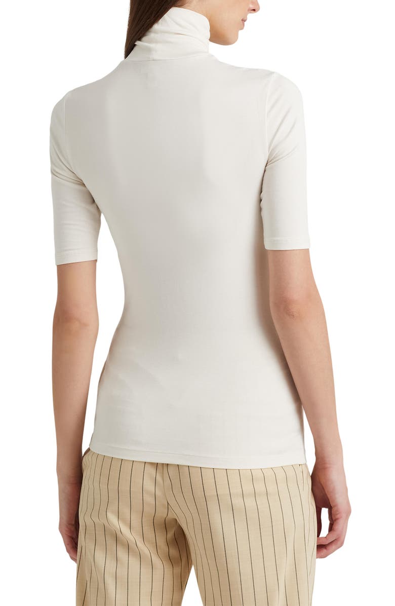 Lauren Ralph Lauren Jersey Turtleneck Top, Alternate, color, Mascarpone Cream