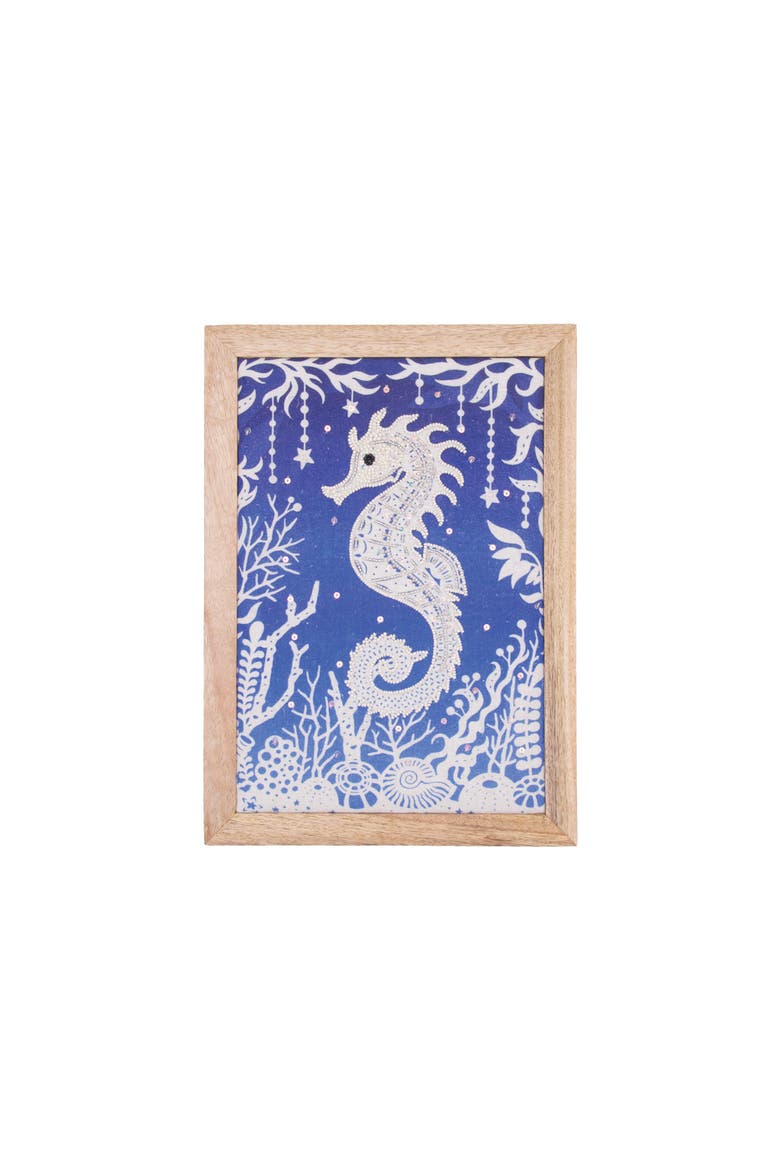 Seahorse Embellished Wall Art Décor 10" x 14", Main, color, Blue