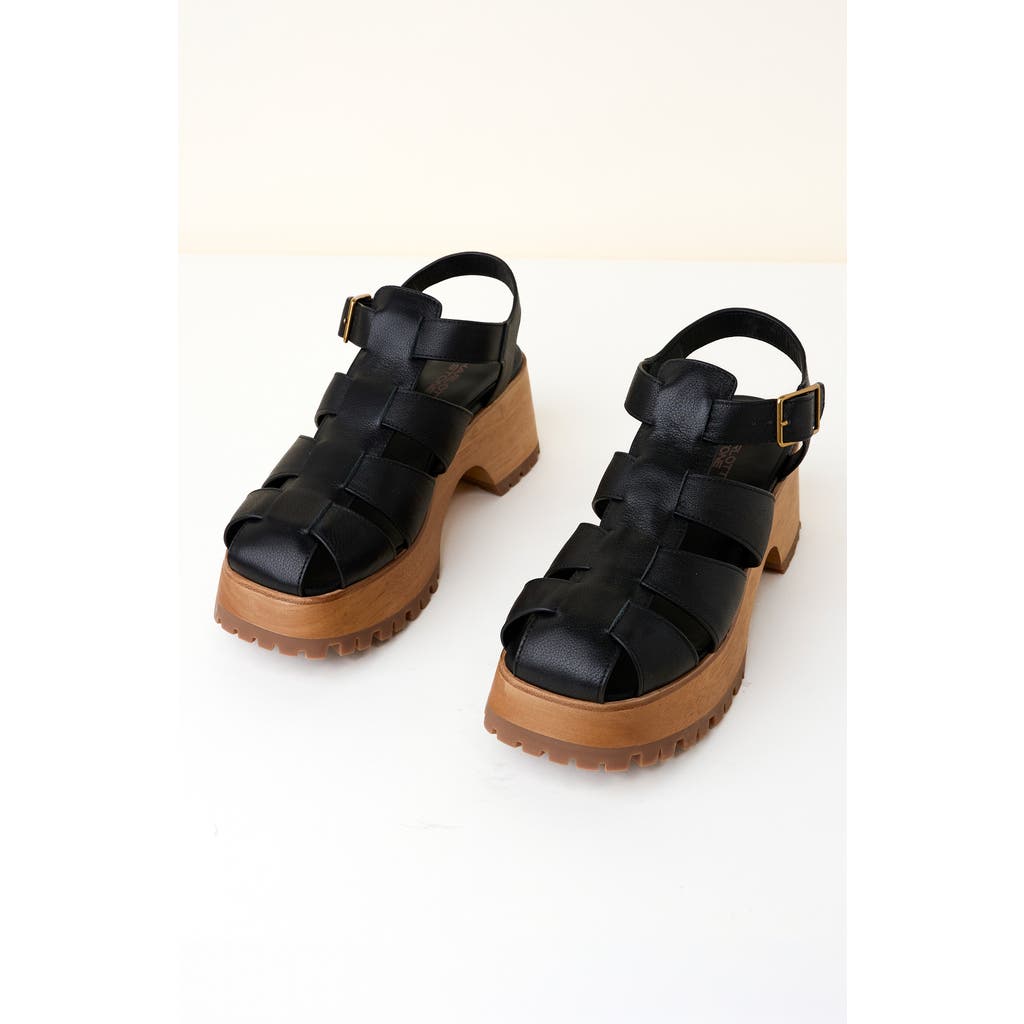 Charlotte Stone Roddy Platform Fisherman Clog Sandal In Black