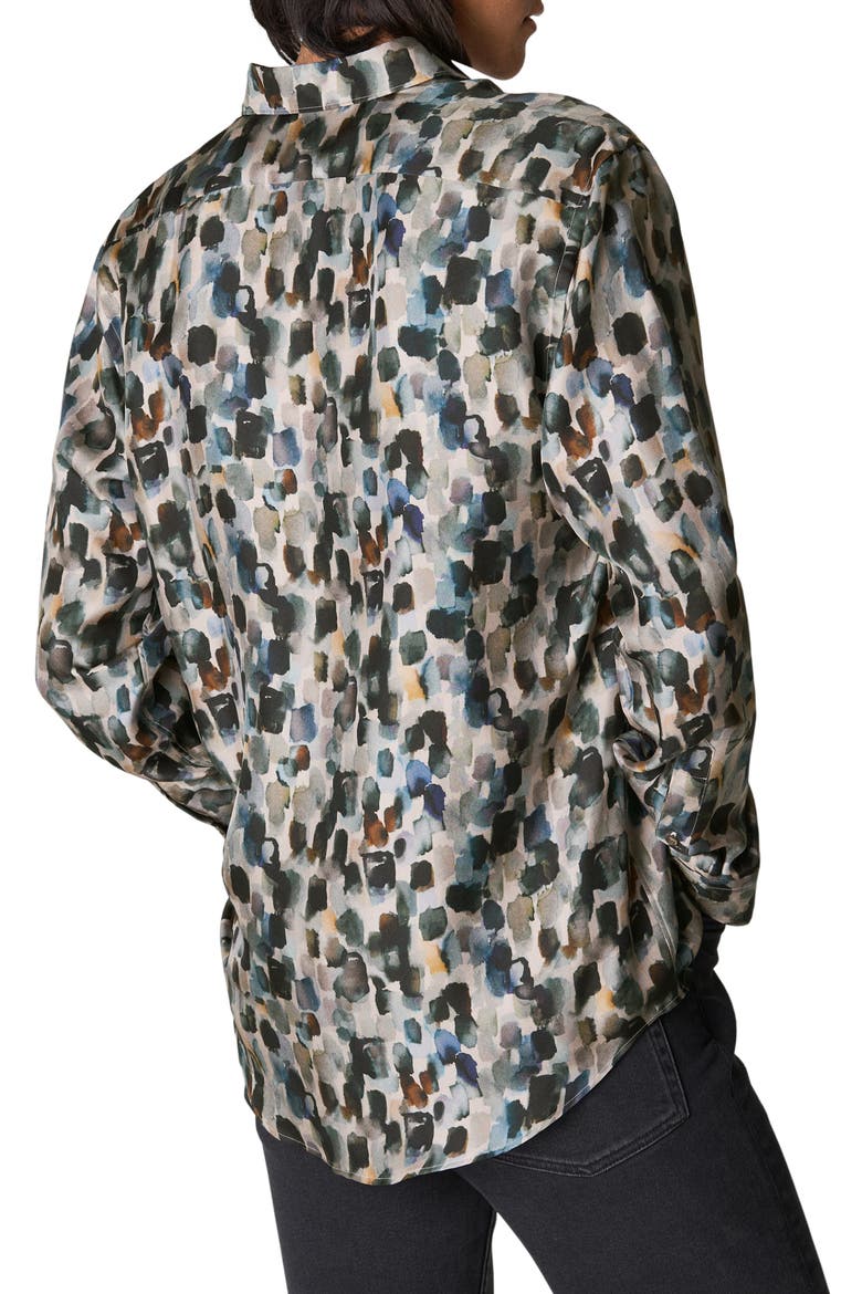 Slim Fit Geometric Print Silk Dress Shirt, Alternate, color, LIGHT BEIGE