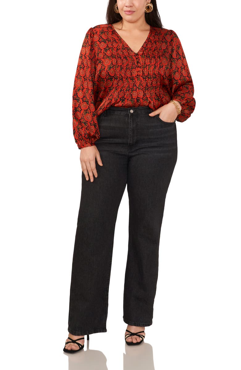 1.STATE Floral Print Woven Shirt, Alternate, color, Studio Red