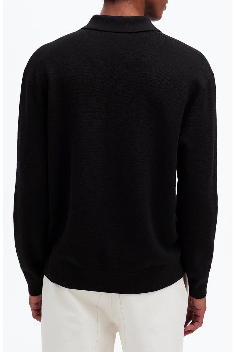 Three-Button Merino Wool Polo Sweater, Alternate, color, TRUE BLACK