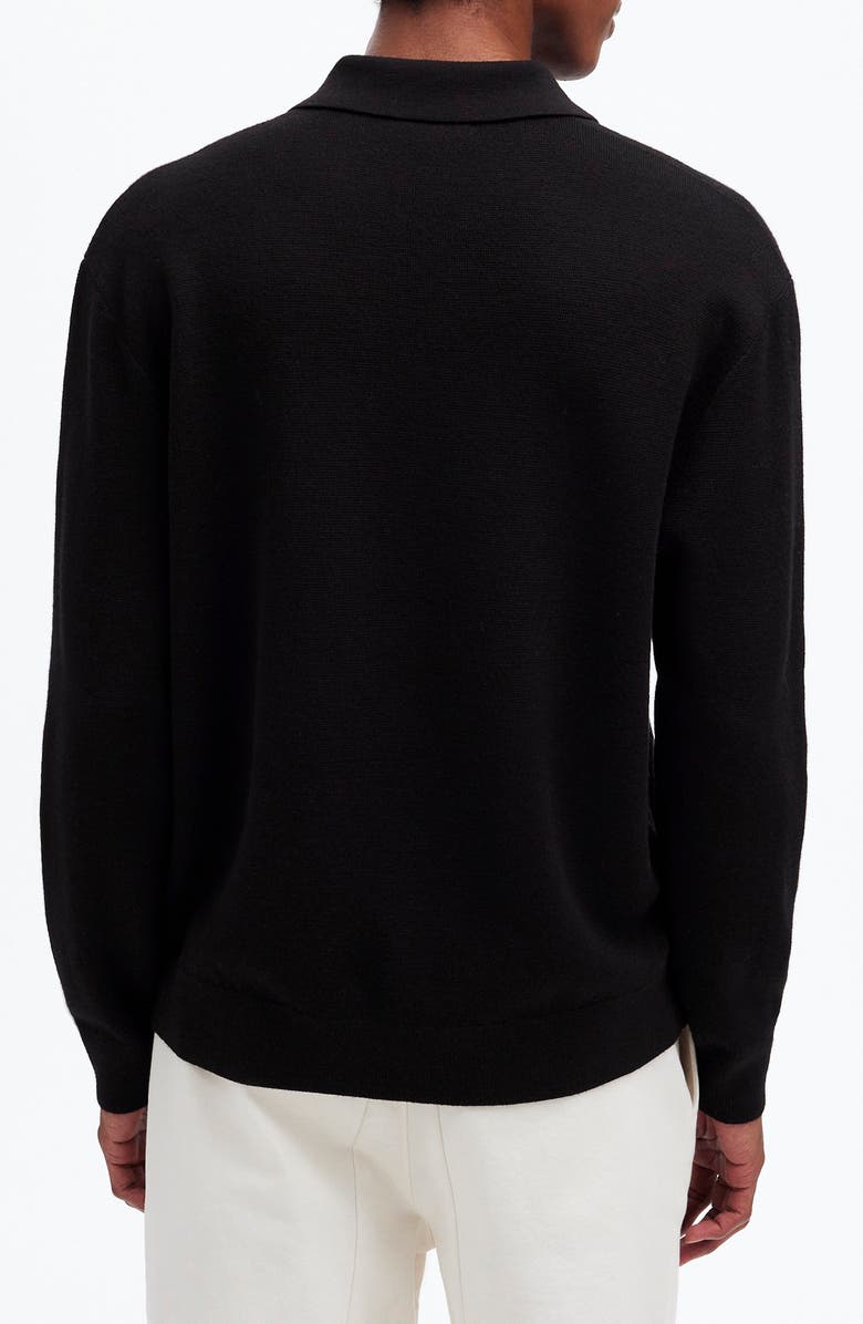 Madewell Three-Button Merino Wool Polo Sweater, Alternate, color, True Black